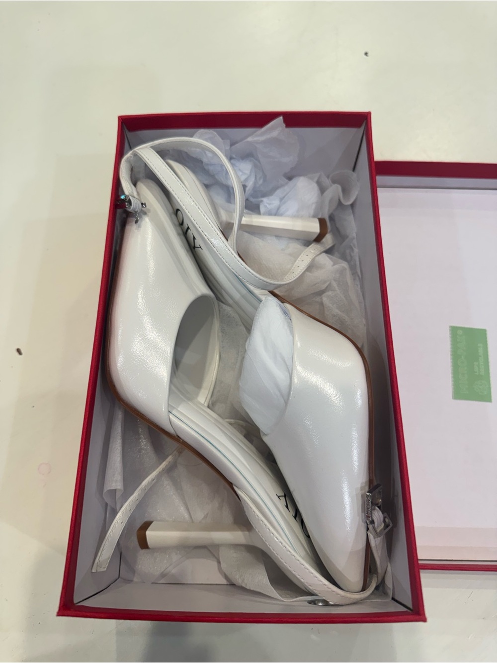 Qi White Patent Slingback Pointed Toe Stiletto Heels